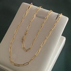 Real 18K Gold Paperclip Chain